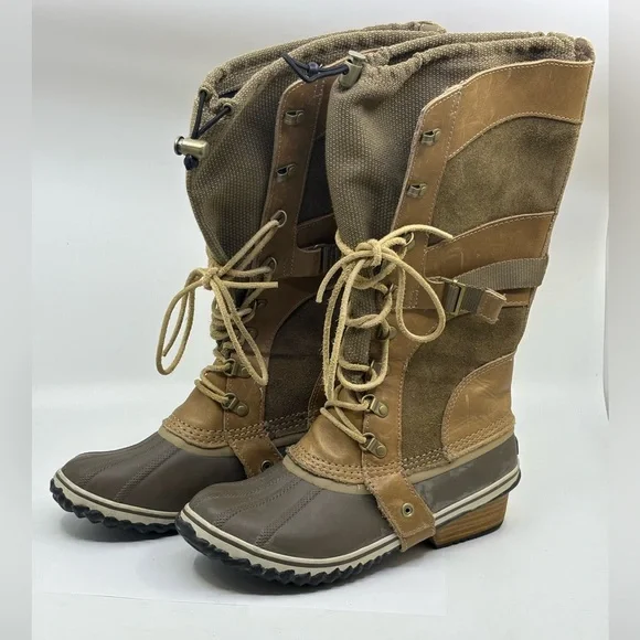 Sorel Carley conquest knee high winter/ rain boots tan size 8.5 - Picture 2 of 9